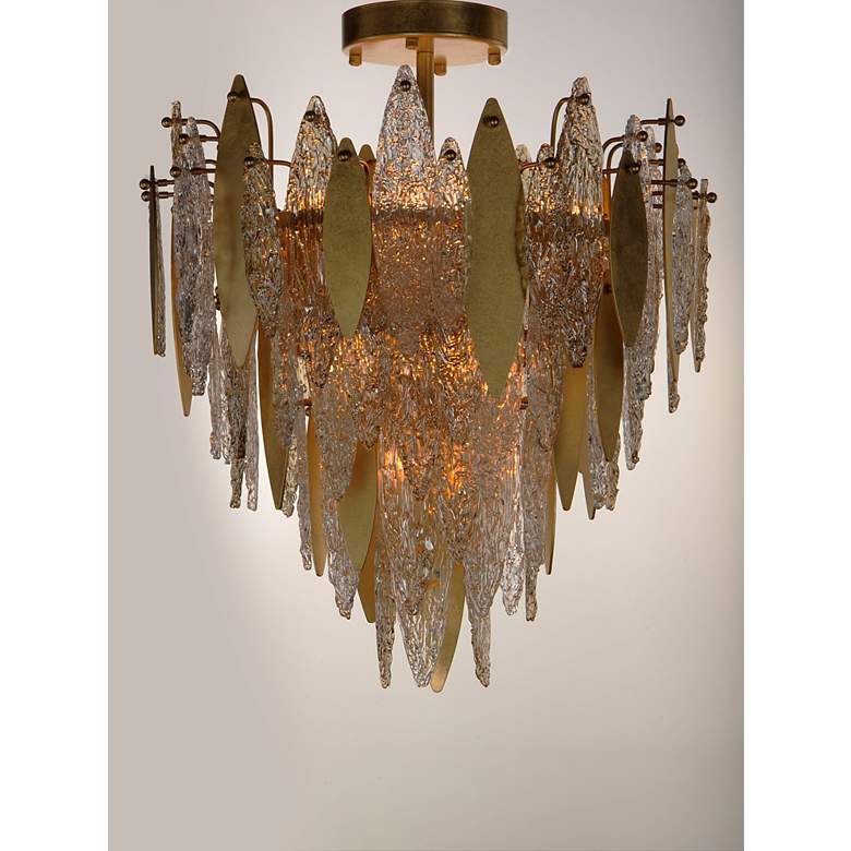Image 4 Maxim Majestic 24" Wide Gold Leaf and Glass Ceiling Light more views