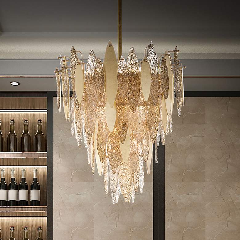 Image 2 Maxim Majestic 32 1/2" Wide Gold Leaf and Glass Chandelier