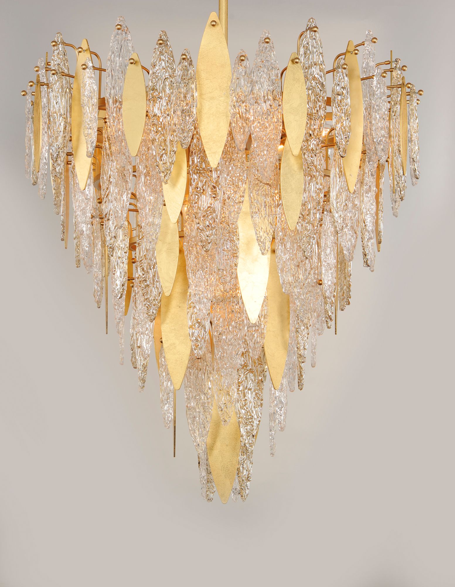 Maxim Majestic 32 1/2" Wide Gold Leaf and Glass Chandelier in scene