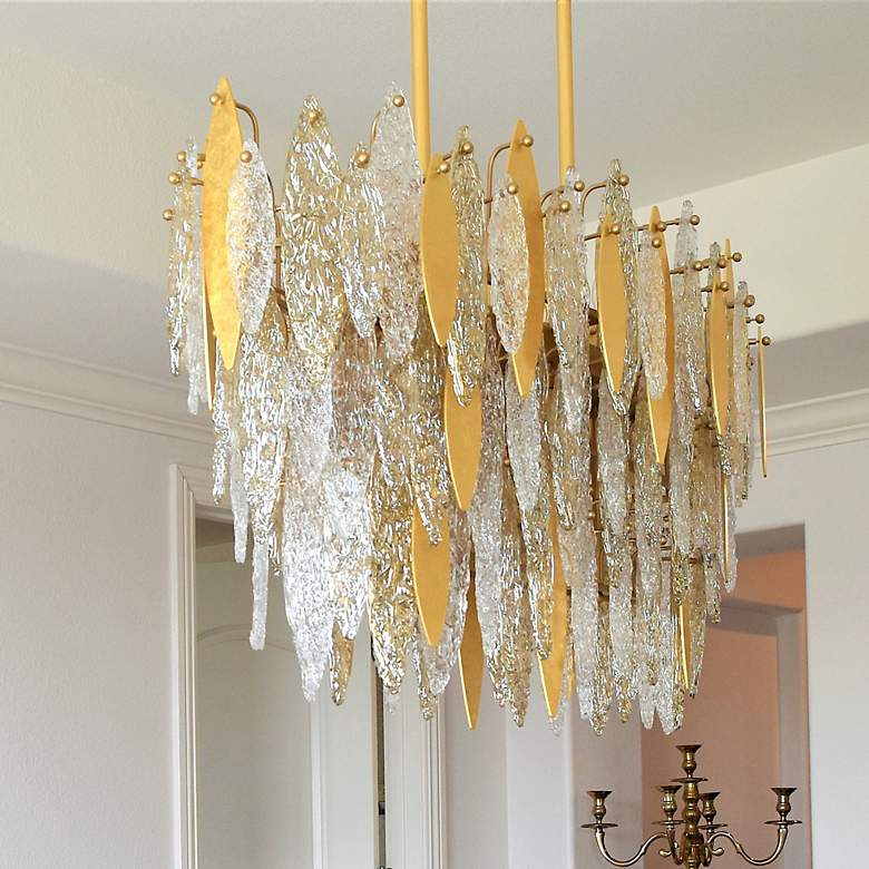 Image 1 Maxim Majestic 39 1/2 inchW Gold Leaf Island Pendant Chandelier