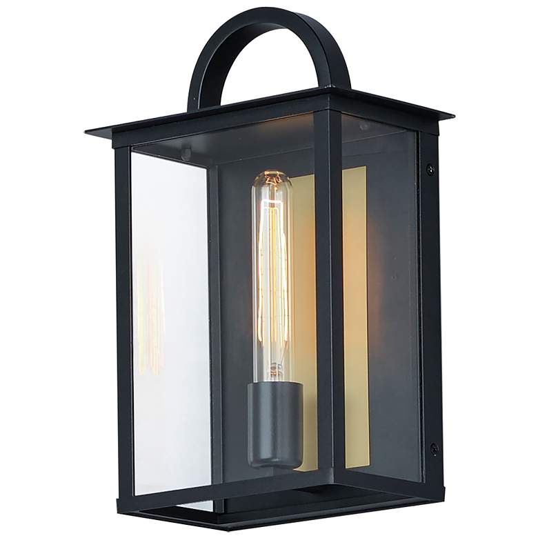 Image 1 Maxim Manchester 14" High Black Outdoor Lantern Wall Light