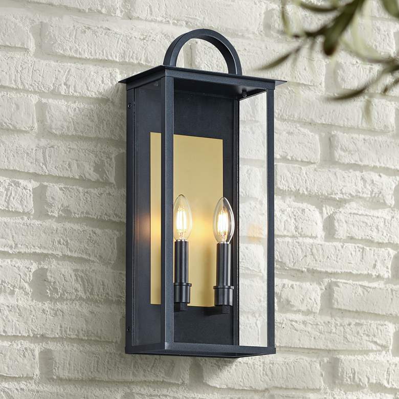 Image 1 Maxim Manchester 20" High Black Outdoor Lantern Wall Light