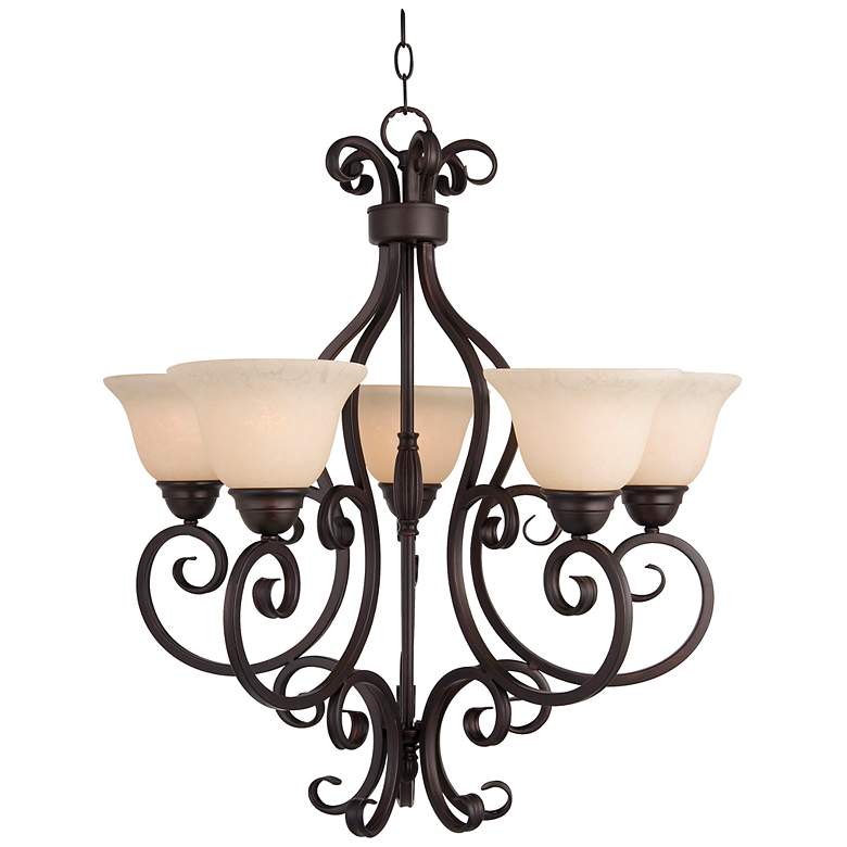 Image 1 Maxim Manor 25 1/2"W Oil-Rubbed Bronze 5-Light Chandelier