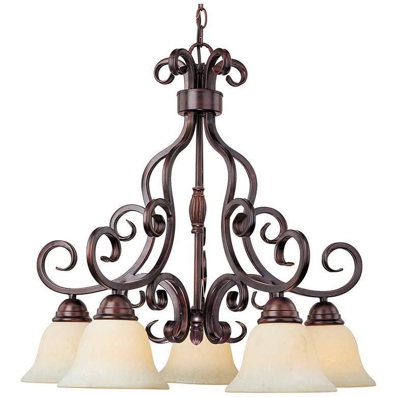 Image 1 Maxim Manor 25 1/2"W Oil-Rubbed Bronze 5-Light Chandelier
