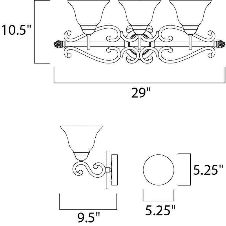 Image 3 Maxim Manor 28.3" Wide 3-Light Traditional Bath Vanity Light more views