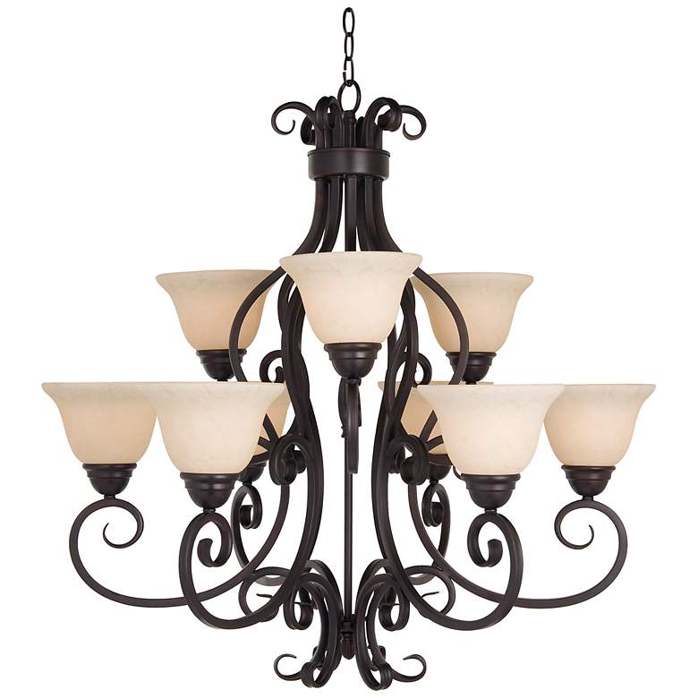 Image 1 Maxim Manor 33 inch Wide Bronze Scroll Two-Tier Chandelier