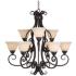 Maxim Manor 33" Wide Bronze Scroll Two-Tier Chandelier