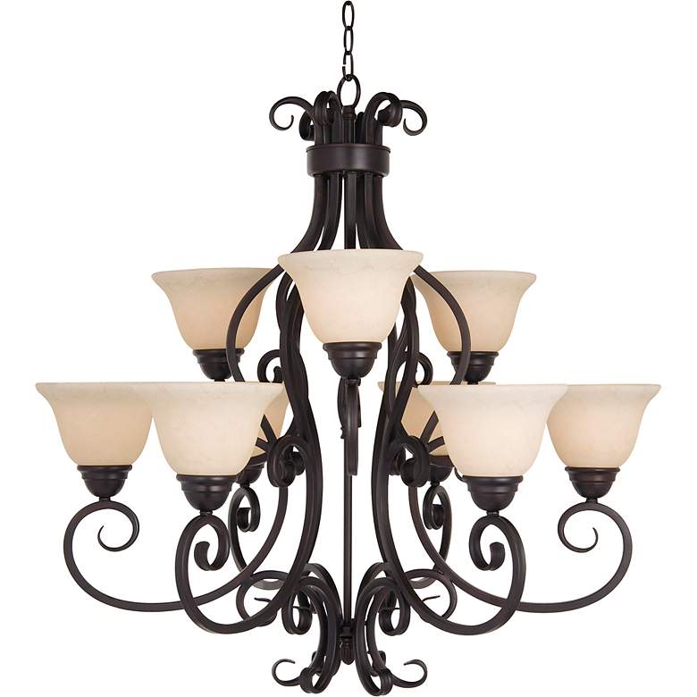 Image 2 Maxim Manor 33" Wide Bronze Scroll Two-Tier Chandelier more views