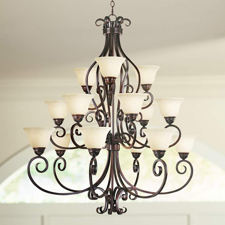 Image 1 Maxim Manor 45" Wide Oil Rubbed Bronze 15-Light Tiered Chandelier