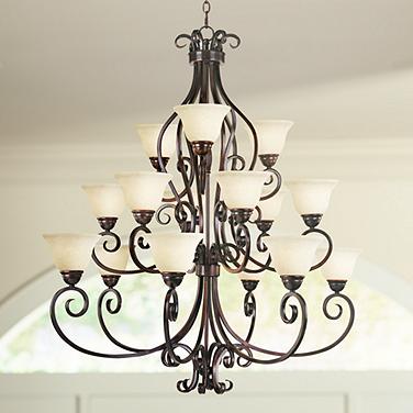 Maxim Manor 45" Wide Oil Rubbed Bronze 15-Light Tiered Chandelier