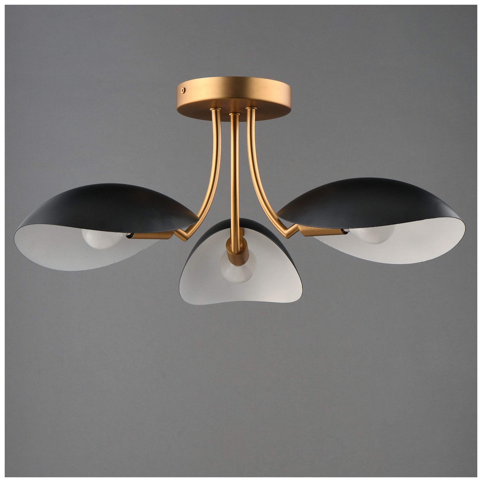 Image 3 Maxim Maris 22" Wide Black/Natural Aged Brass 3-Light Semi Flush more views