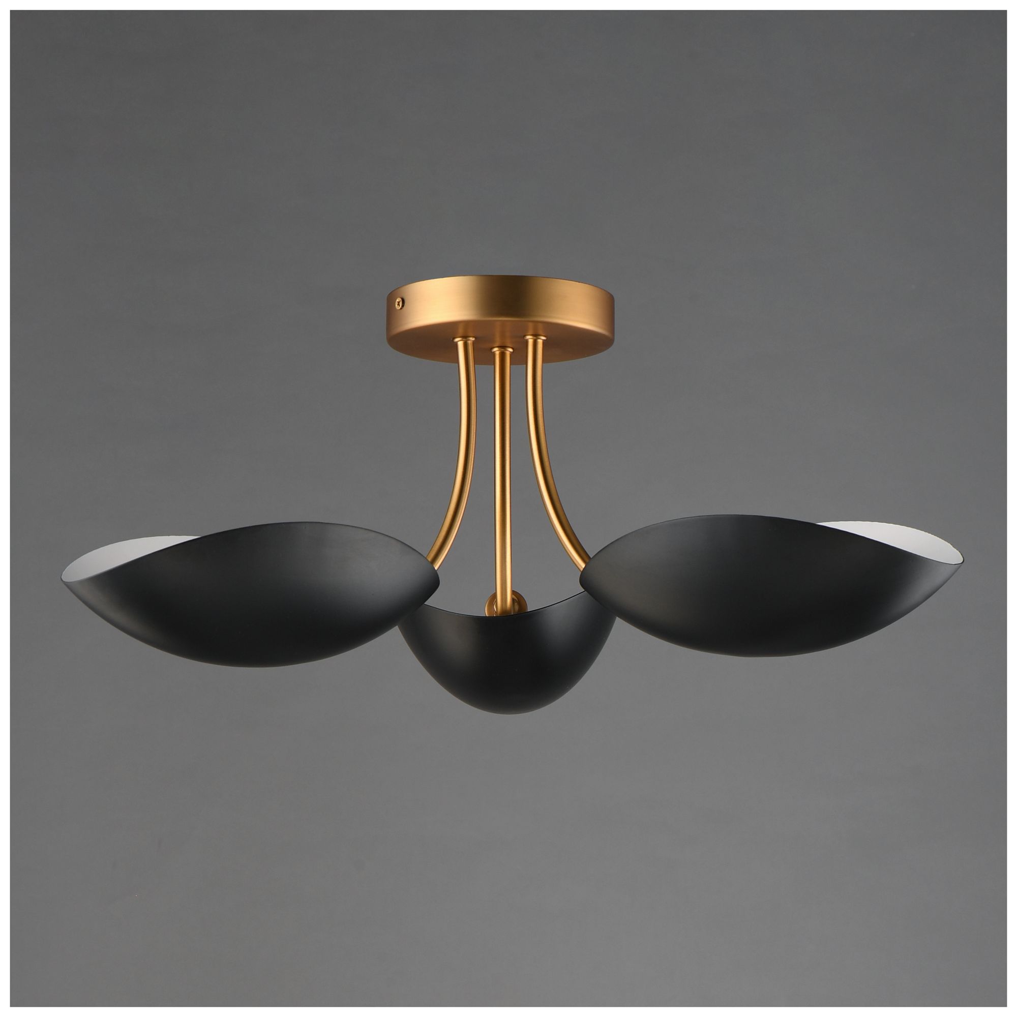 Image 4 Maxim Maris 22" Wide Black/Natural Aged Brass 3-Light Semi Flush more views