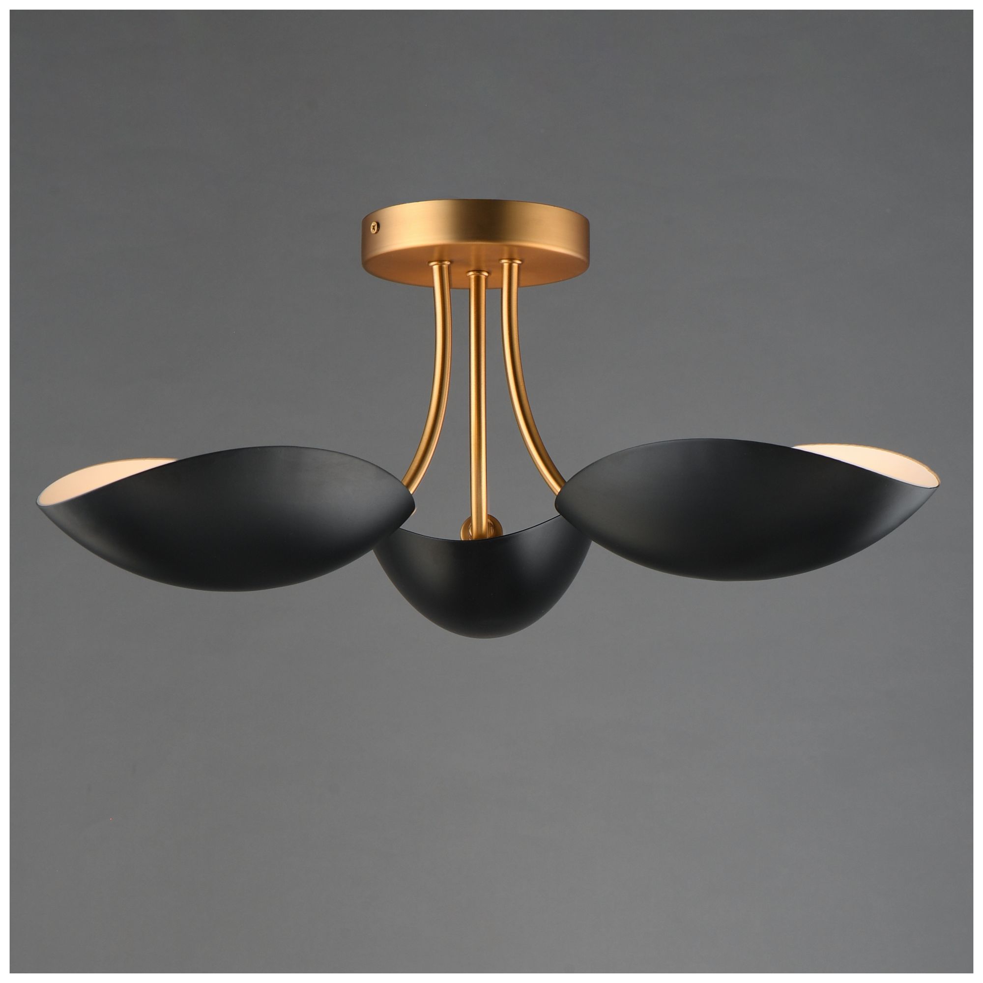 Image 5 Maxim Maris 22" Wide Black/Natural Aged Brass 3-Light Semi Flush more views