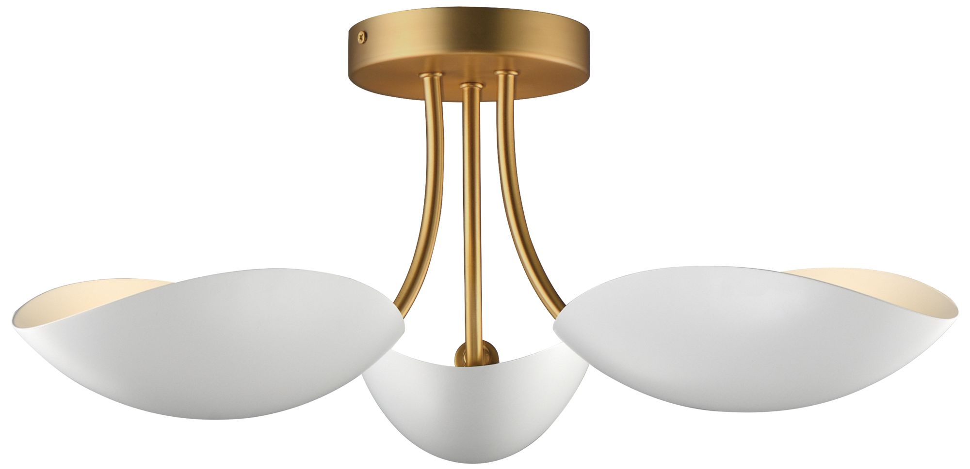 Maxim Maris 22" Wide White/Natural Aged Brass 3-Light Semi Flush