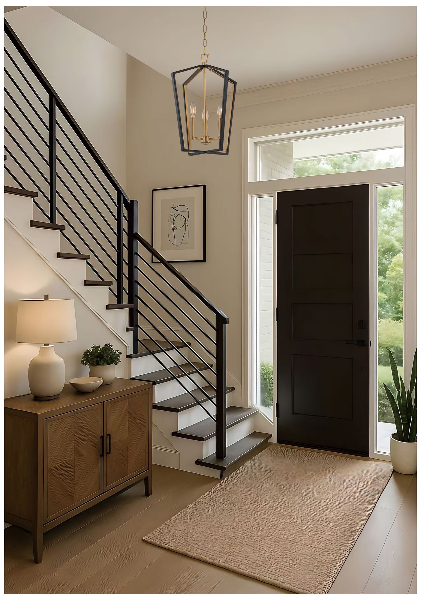 Image 6 Maxim Melrose 16" Wide Black/Natural Aged Brass 3-Light Pendant more views