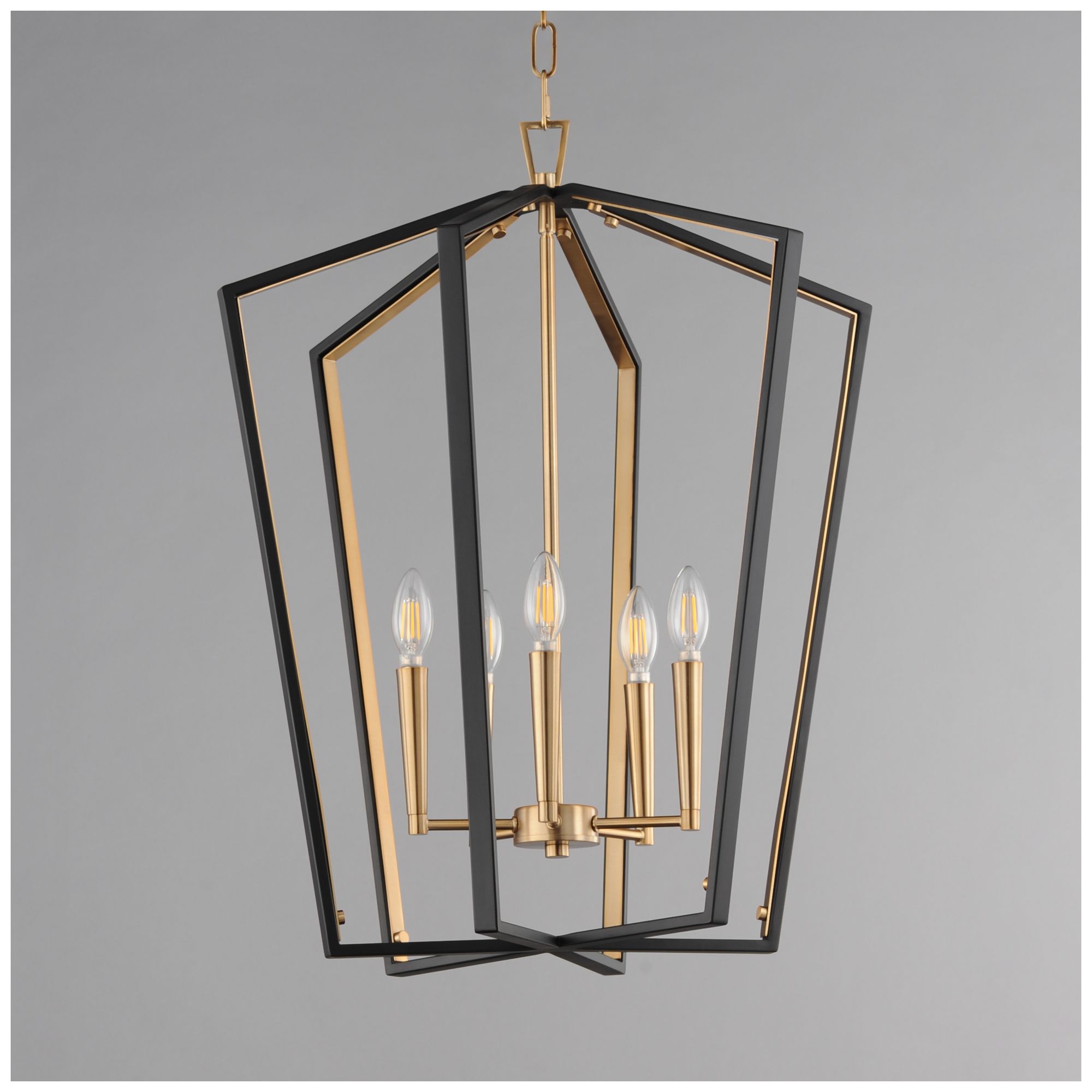 Image 3 Maxim Melrose 22" Wide Black Natural Aged Brass 5-Light Pendant more views