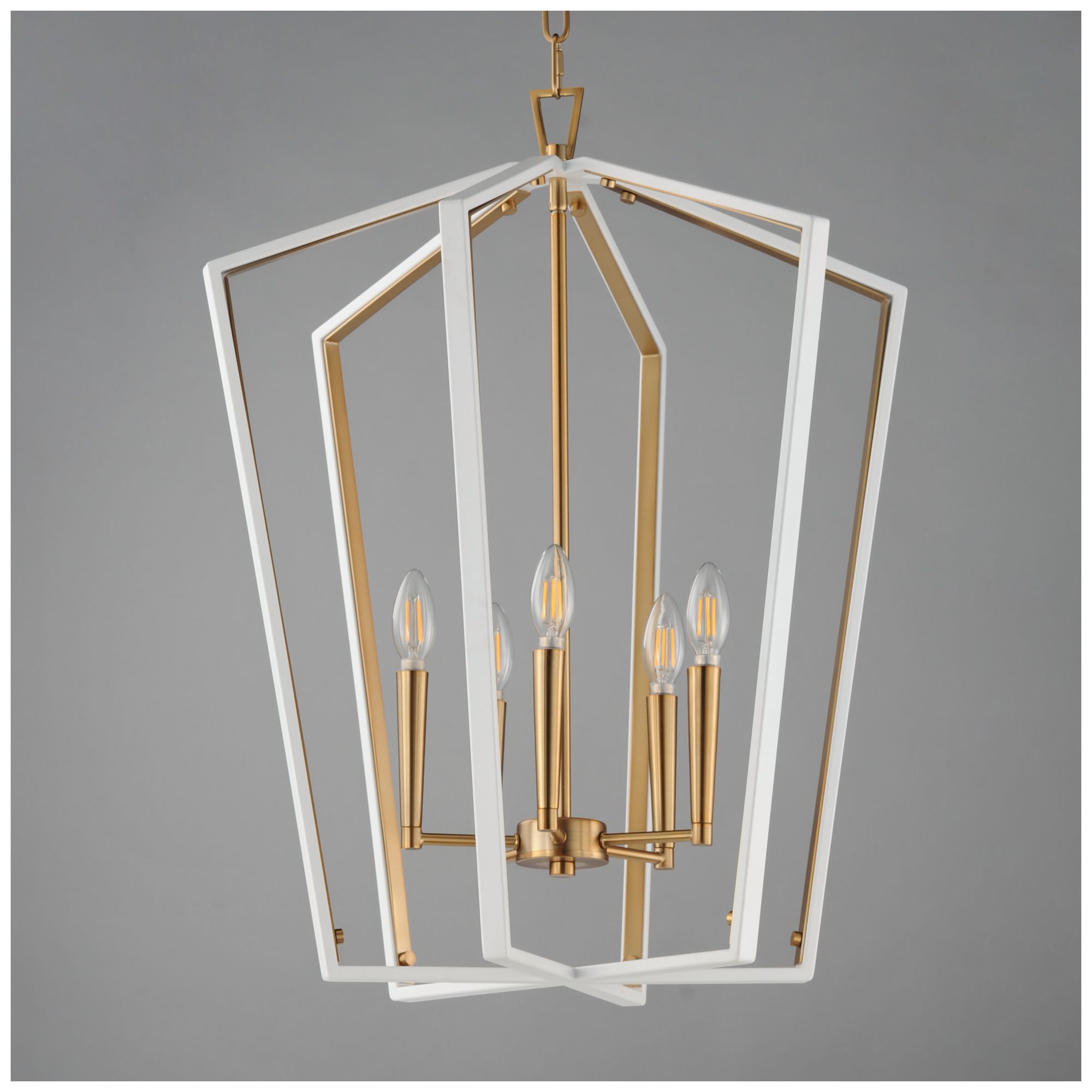 Image 3 Maxim Melrose 22" Wide White/Natural Aged Brass 5-Light Pendant more views