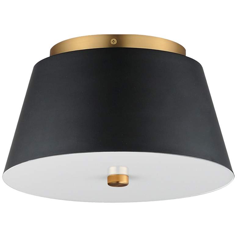Image 1 Maxim Miles 11" Black/Natural Aged Brass LED Flush Mount