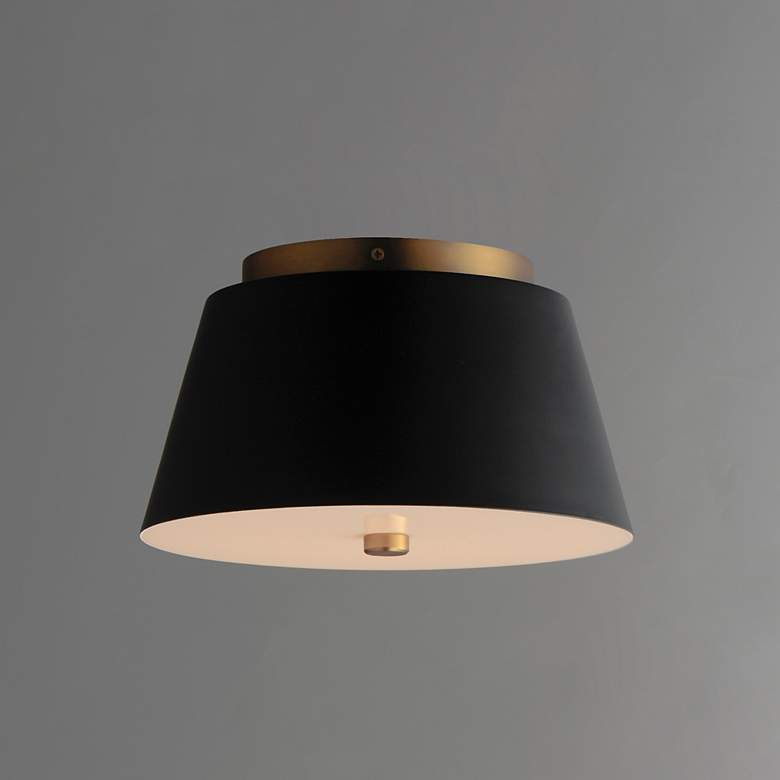 Image 2 Maxim Miles 11" Black/Natural Aged Brass LED Flush Mount more views