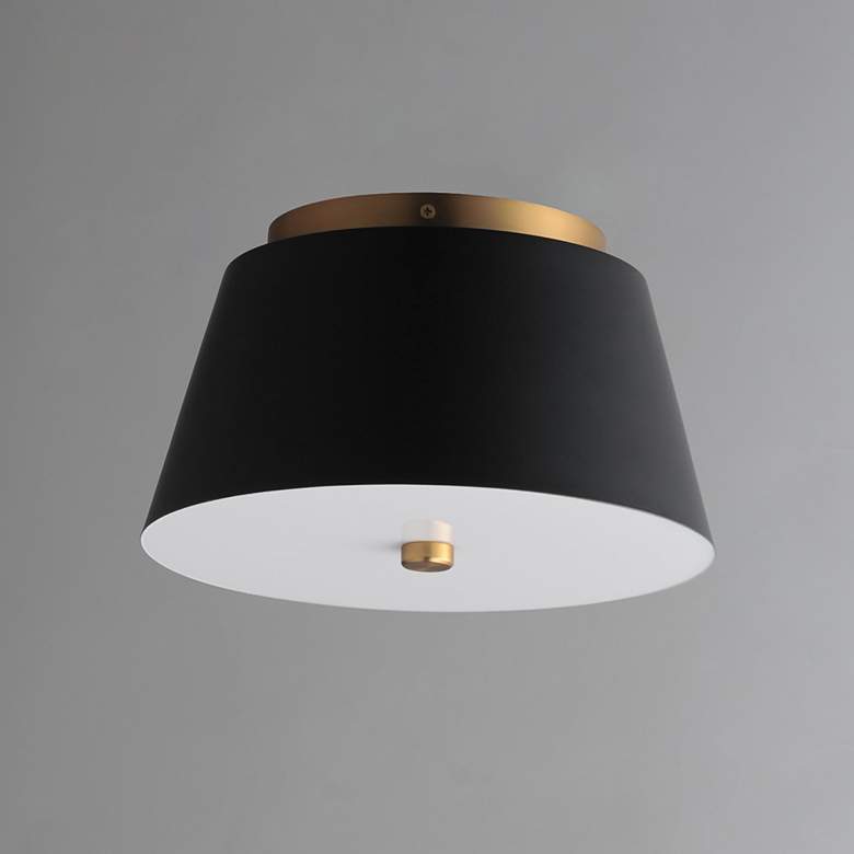 Image 3 Maxim Miles 11" Black/Natural Aged Brass LED Flush Mount more views