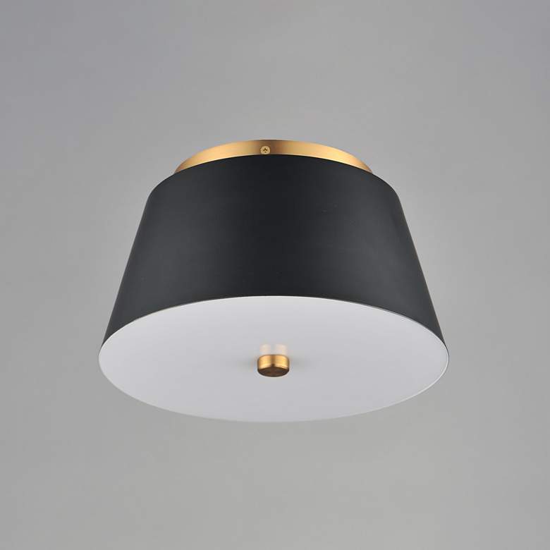 Image 4 Maxim Miles 11" Black/Natural Aged Brass LED Flush Mount more views