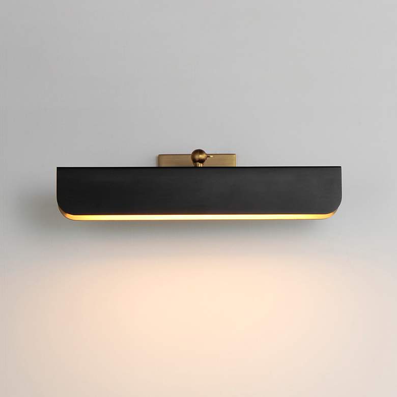 Image 2 Maxim Miles 18" Black/Natural Aged Brass Articulating LED Wall Sconce more views