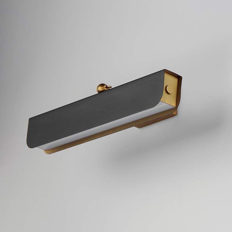 Image 3 Maxim Miles 18" Black/Natural Aged Brass Articulating LED Wall Sconce more views
