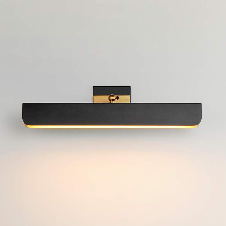 Image 3 Maxim Miles 24" Black/Natural Aged Brass Articulating LED Wall Sconce more views