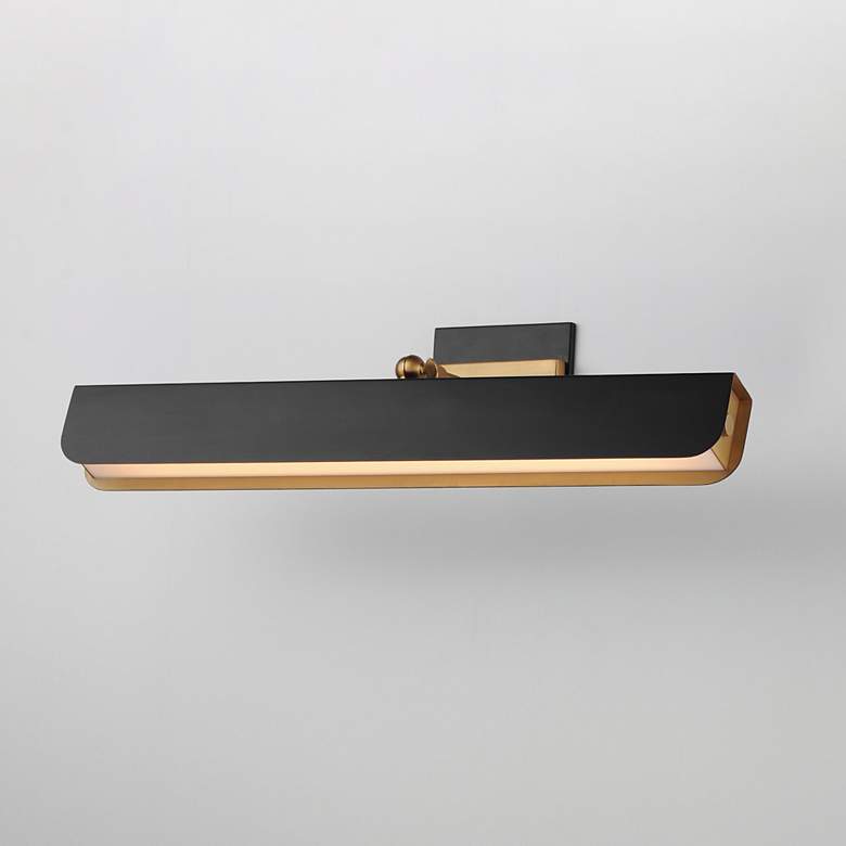 Image 7 Maxim Miles 24" Black/Natural Aged Brass Articulating LED Wall Sconce more views