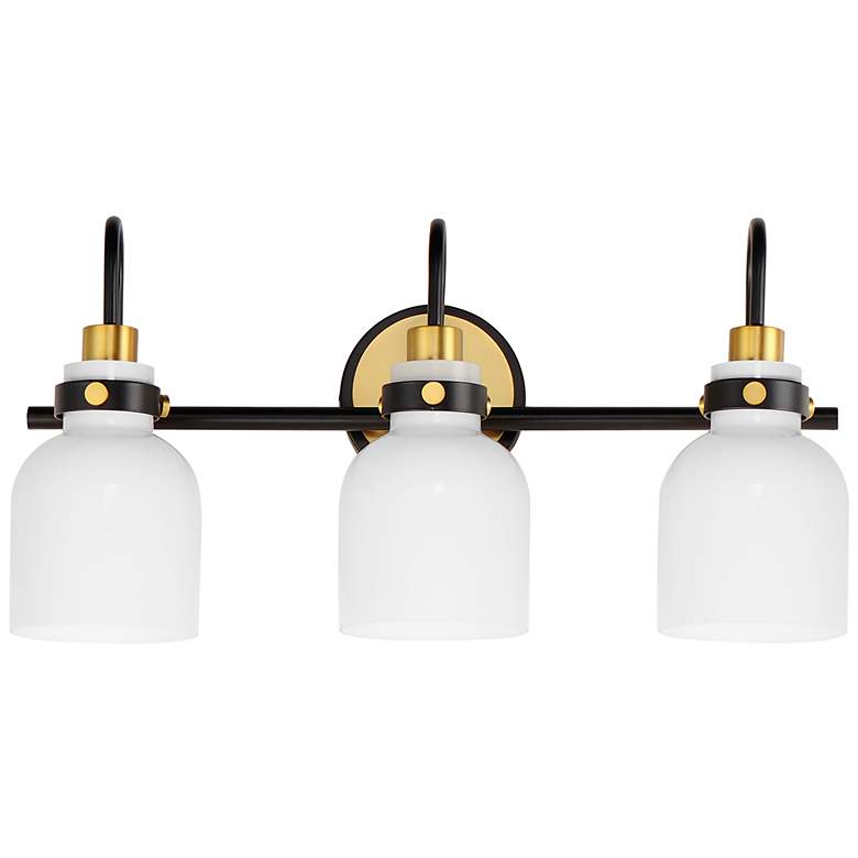 Image 1 Maxim Milk 22" Wide 3-Light Satin Brass Bathroom Vanity Light Fixture