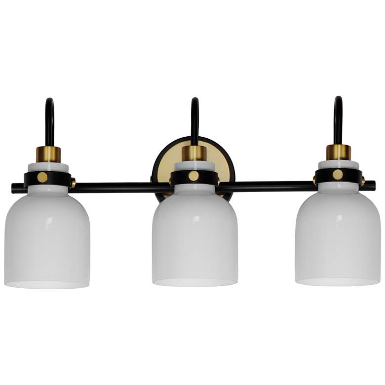 Image 2 Maxim Milk 22" Wide 3-Light Satin Brass Bathroom Vanity Light Fixture more views