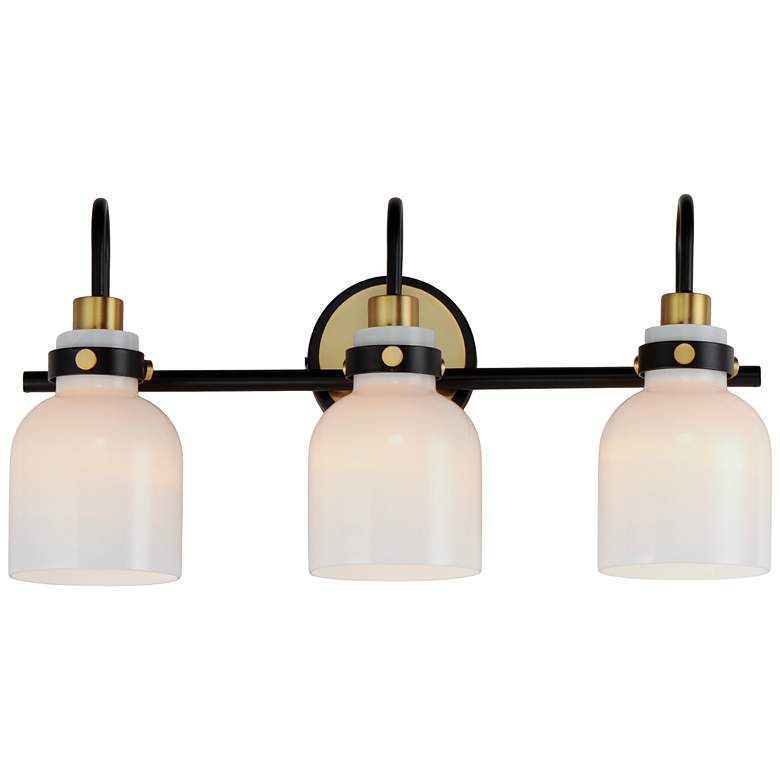Image 3 Maxim Milk 22" Wide 3-Light Satin Brass Bathroom Vanity Light Fixture more views