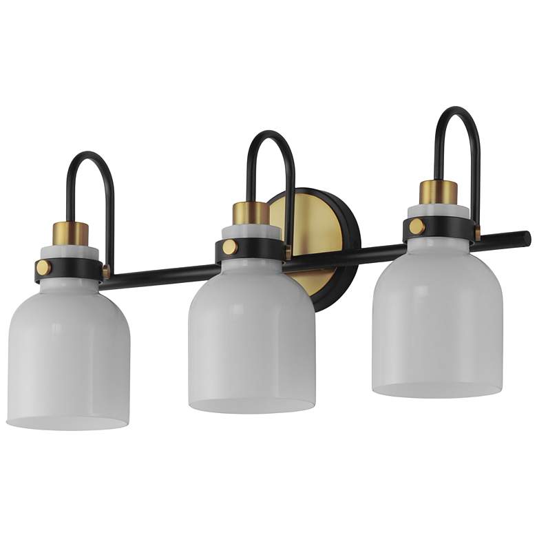 Image 4 Maxim Milk 22" Wide 3-Light Satin Brass Bathroom Vanity Light Fixture more views