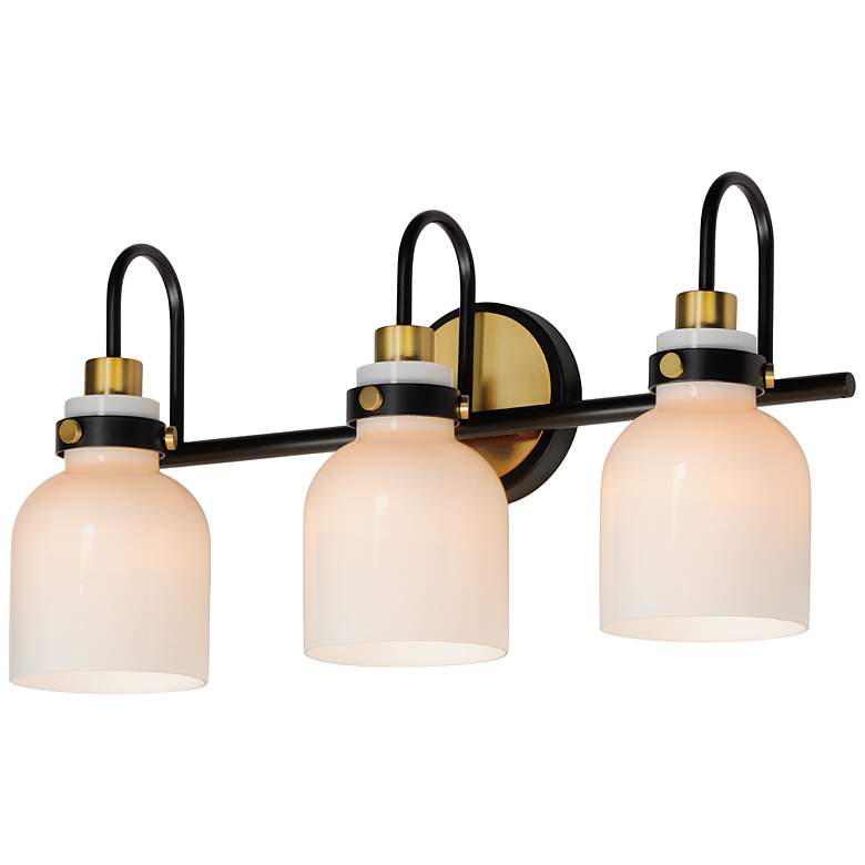 Image 5 Maxim Milk 22" Wide 3-Light Satin Brass Bathroom Vanity Light Fixture more views
