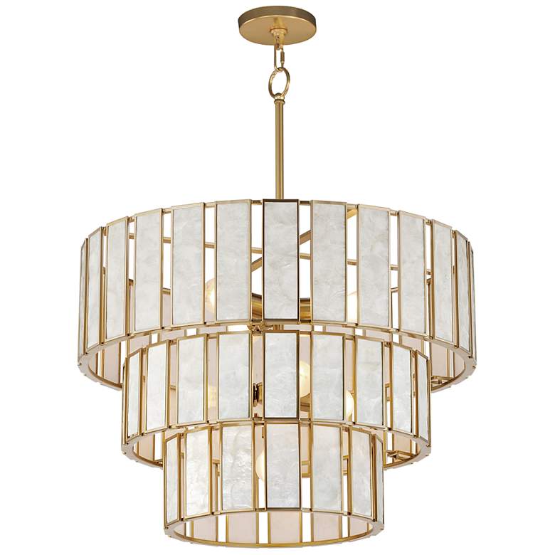Image 2 Maxim Miramar 26 1/2"W Natural Aged Brass Tiered Chandelier