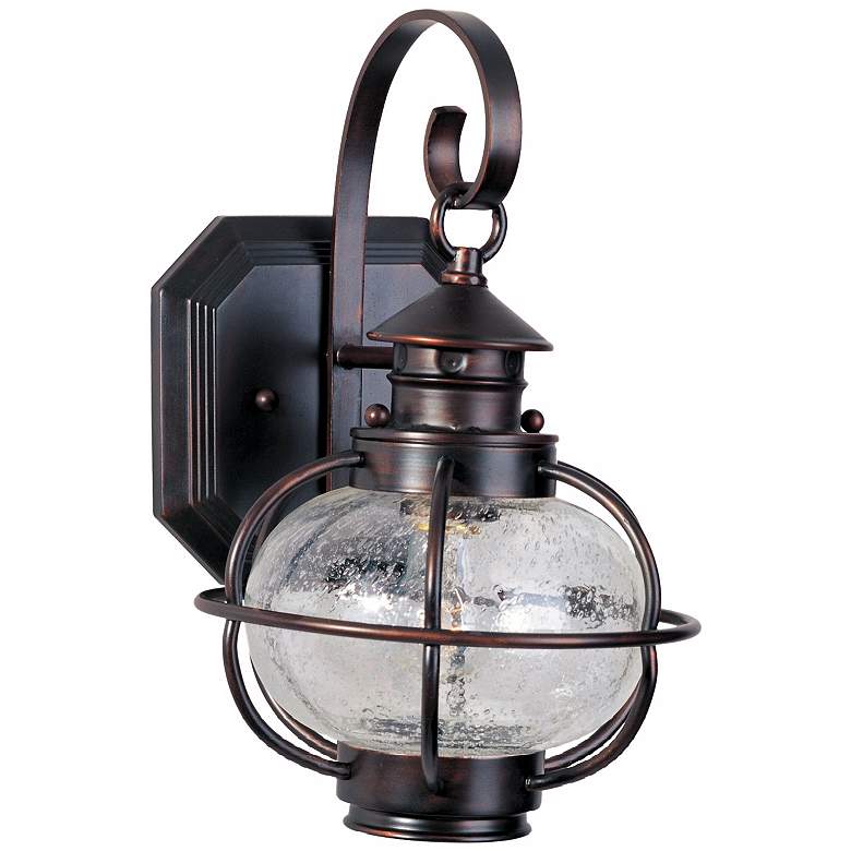 Image 3 Maxim Nautington 13" High Bronze and Seeded Glass Outdoor Wall Lantern