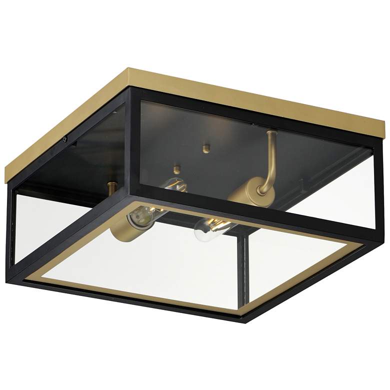 Image 1 Maxim Neoclass 13 inch Wide Black Gold Outdoor Flush Mount Ceiling Light