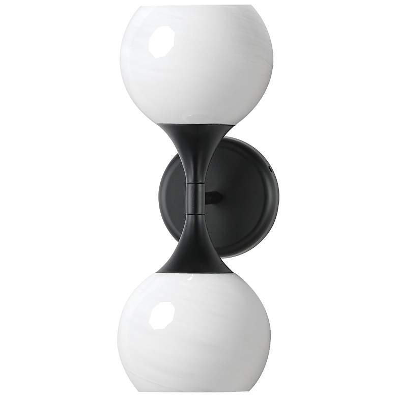 Image 1 Maxim Neve 15 1/2" High Black 2-Light Wall Sconce