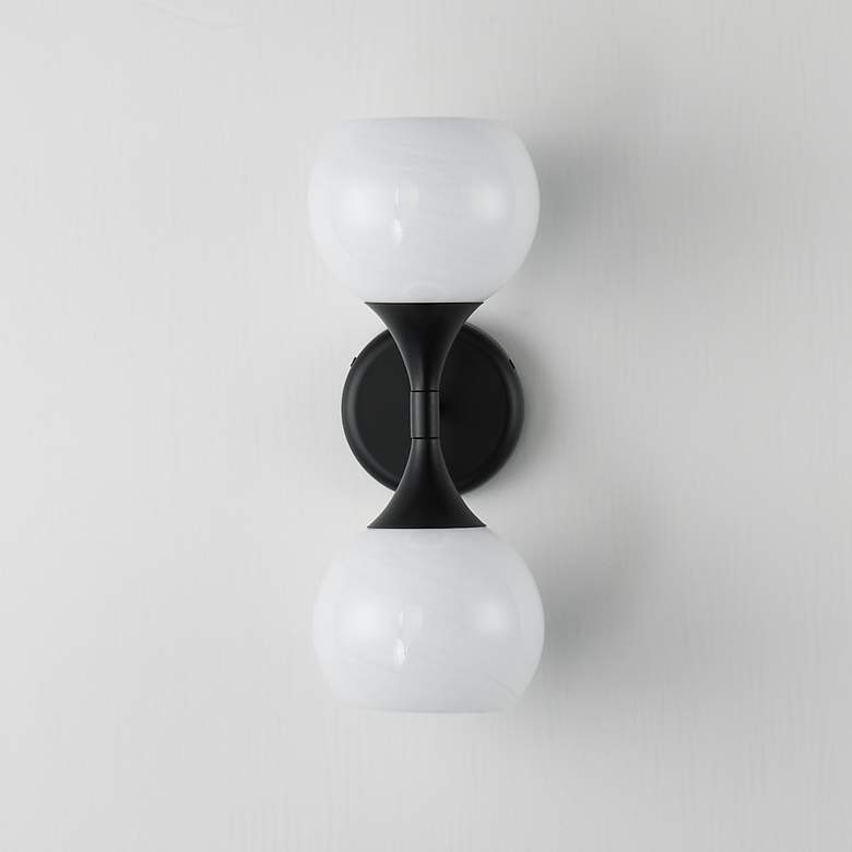 Image 2 Maxim Neve 15 1/2" High Black 2-Light Wall Sconce more views