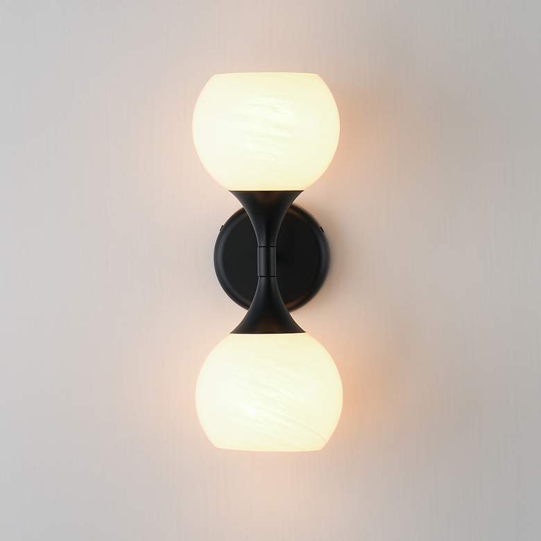 Image 3 Maxim Neve 15 1/2" High Black 2-Light Wall Sconce more views