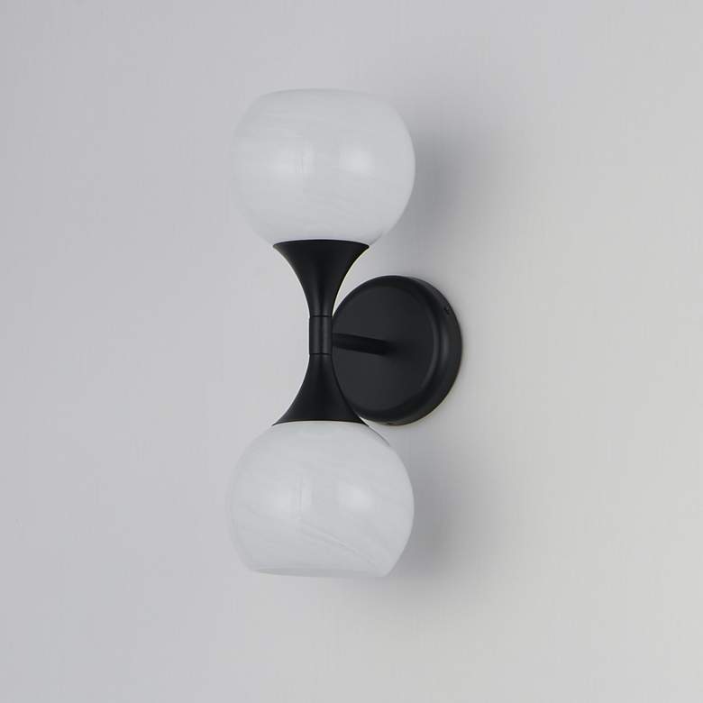 Image 4 Maxim Neve 15 1/2" High Black 2-Light Wall Sconce more views