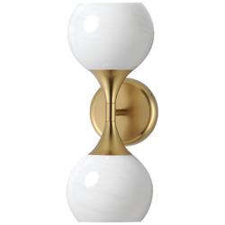 Maxim Neve 15 1/2" High Natural Aged Brass 2-Light Wall Sconce