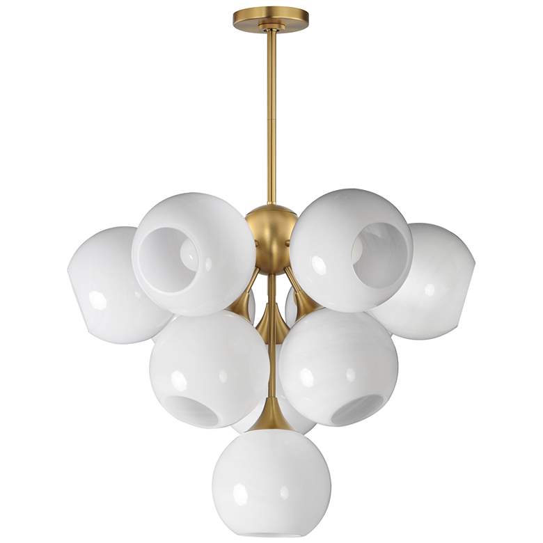 Image 1 Maxim Neve 27 1/2" Wide Marble/Natural Aged Brass 10-Light Pendant