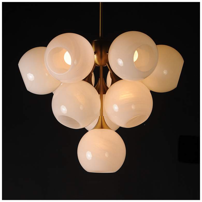 Image 3 Maxim Neve 27 1/2" Wide Marble/Natural Aged Brass 10-Light Pendant more views