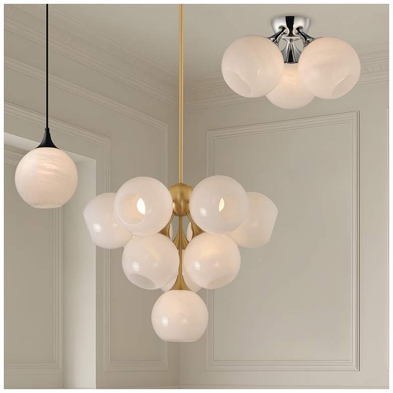 Image 7 Maxim Neve 27 1/2" Wide Marble/Natural Aged Brass 10-Light Pendant more views