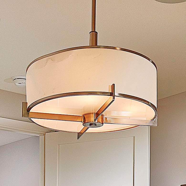 Image 2 Maxim Nexus 22" Wide Satin Nickel Drum Pendant Light