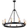 1_Maxim Noble 37 1/2"W Black 10-Light Wagon Wheel Chandelier