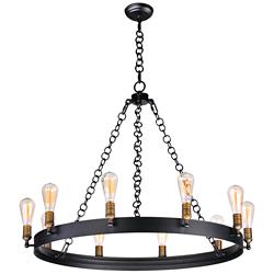 Maxim Noble 37 1/2"W Black 10-Light Wagon Wheel Chandelier