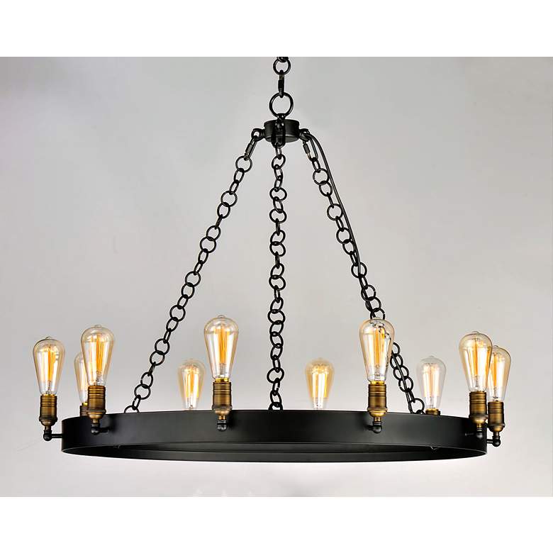 Image 2 Maxim Noble 37 1/2"W Black 10-Light Wagon Wheel Chandelier more views