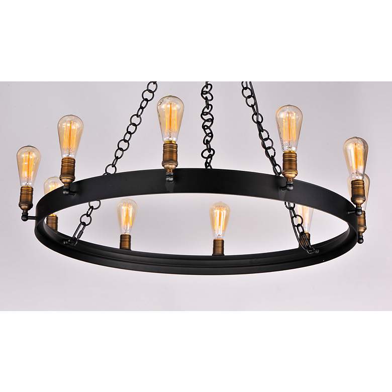 Image 4 Maxim Noble 37 1/2"W Black 10-Light Wagon Wheel Chandelier more views